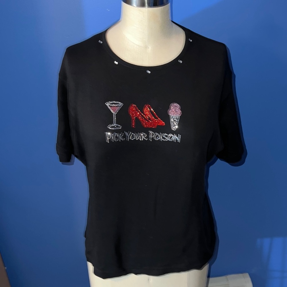 LasOlas Black Pick your Poison Short Sleeve Cotton T Shirt M